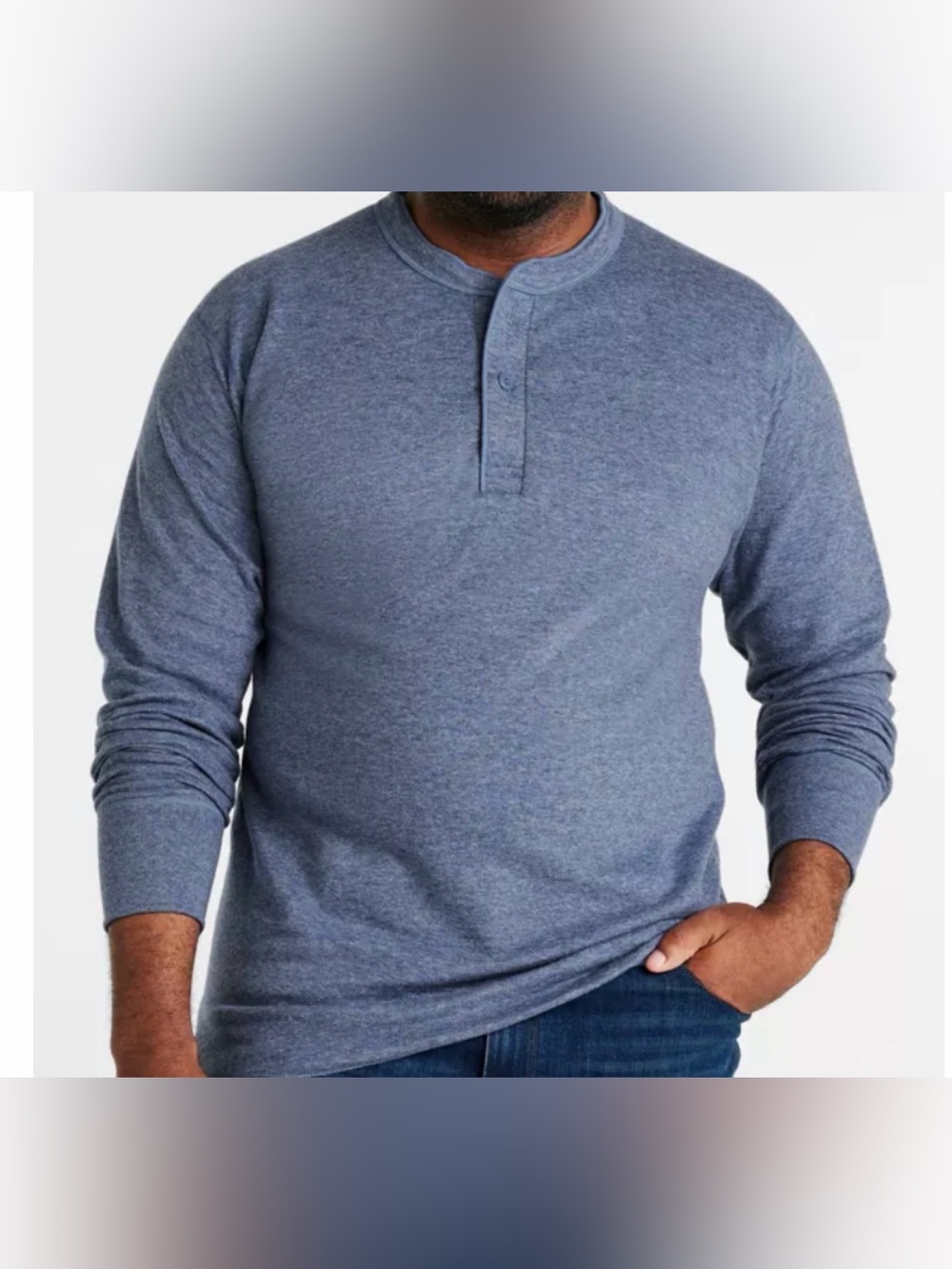 L.L. Bean River Driver's Henley Long Sleeve Blue Wool Blend Medium NWT Cabincore
